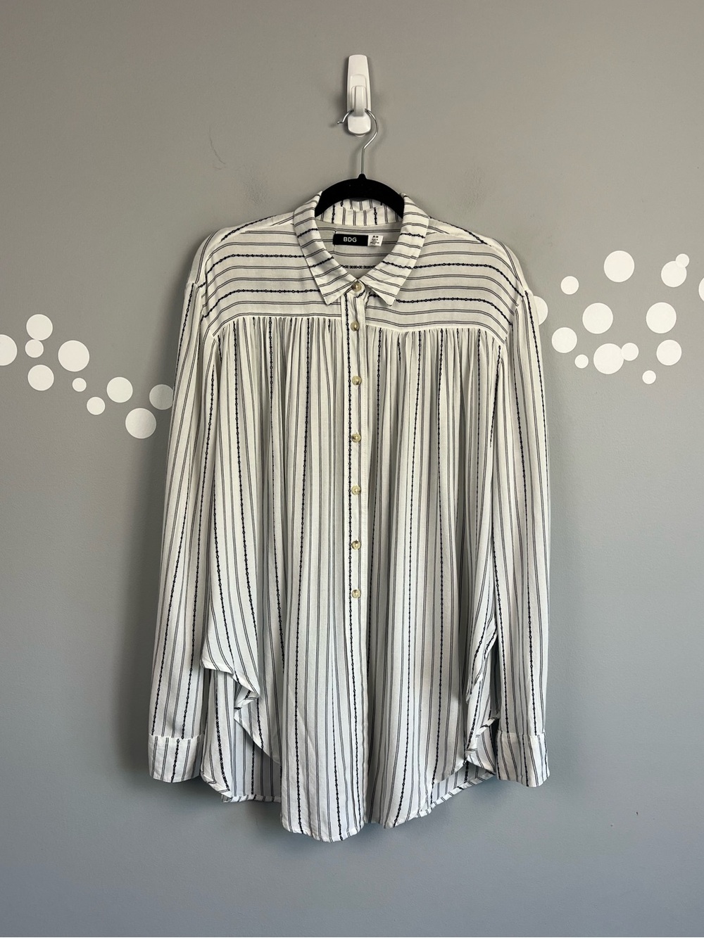 BDG Urban Outfitters Pinstripe Oversized Button Down Tunic Shirt M